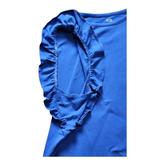 A.N.A atretchy sleevless blue top with ruffles at shoulders Size 1X NEW - Picture 5 of 9